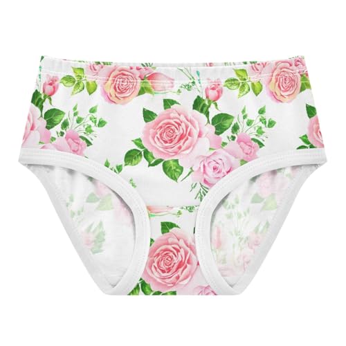 Spring Floral Pink Roses Toddler Underwear Floral 2t Cotton Panties Little Girl Personalized Underpants Briefs