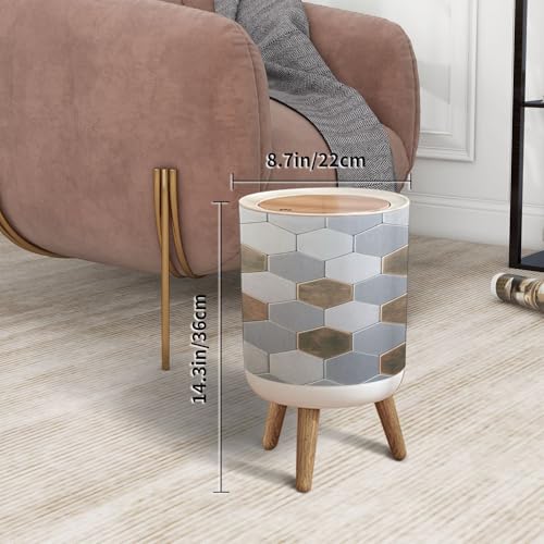 Pequeño bote de basura con tapa diseño mosaico metálico miniatura 4