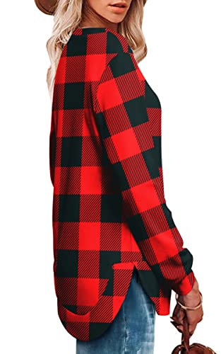 Ofeefan Christmas Sweatshirts For Women Pullover Sweaters Long Sleeve Red Block L #TOP2