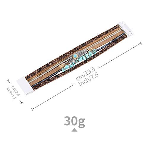 Gelconnie Womens Leather Wrap Bracelet Boho Leather Cuff Bracelet Feather Turquoise Multi Layer Leather Bracelet Cuff Bangle Jewelry Bohemian Bracelet For Women Mother Wife Teen Girls #TOP4