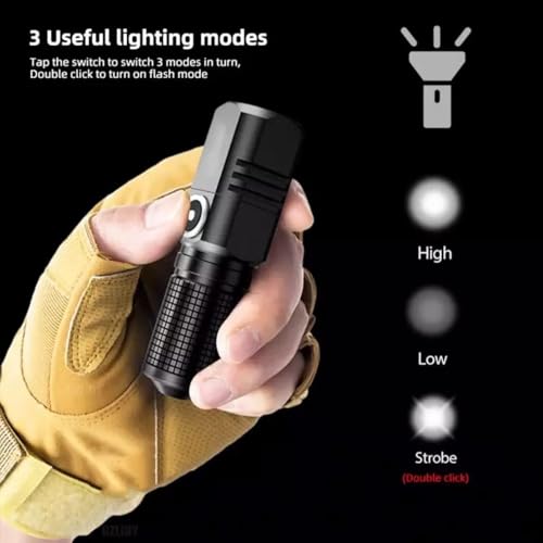 Image of Lucario XHP 10,000 Lumens Rechargeable Torch Light, Mini Compact LED Super Bright Flashlight, Power Zoomable Beam, Type-C Fast Charging with Battery Included, Outdoor Hiking & Survival Gear.