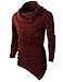 H2H Mens Casual Turtleneck Slim Fit Pullover Sweater Oblique Line Bottom Edge WINE US L/Asia XL (KMTTL046)