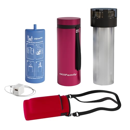 Image of 4ALLFAMILY VOYAGER AUTO Shut Off USB TSA Medication Cooler Travel Case Keeps Fridge Temp 36F-46F + Biogel Ice Pack |Perfect Medical Cooler Diabetes Insulin Eye Drop Arthritis (MAGENTA XL)
