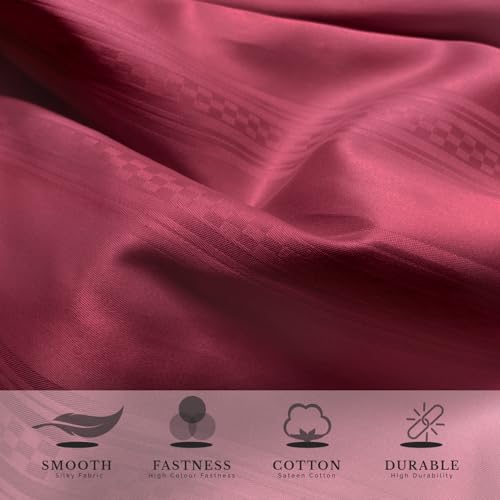 Image of Sassoon Artemis Italian Jacquard Weave Sateen Cotton Bedsheet - 400 TC, Cotton, Stripe Design, King Size (108 x 108 inches), Color: Rosewood, Soft, Breathable, - 1 Bedsheet + 2 Pillow Covers
