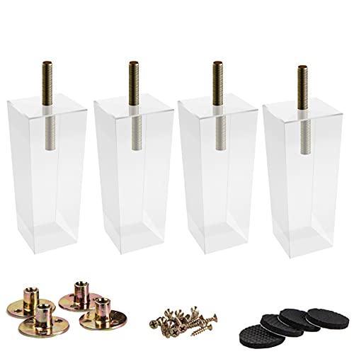 6 inch / 15cm Acrylic Furniture Legs, La Vane 4PCS Pyramid Clear Glass DIY M8 Replacement Furniture Feet with Pre-Drilled 5/16 Inch Bolt & Mounting Plate & Screws for Bookcase Table Cabinet 6 inch / 15cm Acrylic Furniture Legs, La Vane 4PCS Pyramid Clear Glass DIY M8 Replacement Furniture Feet with Pre-Drilled 5/16 Inch Bolt & Mounting Plate & Screws for Bookcase Table Cabinet