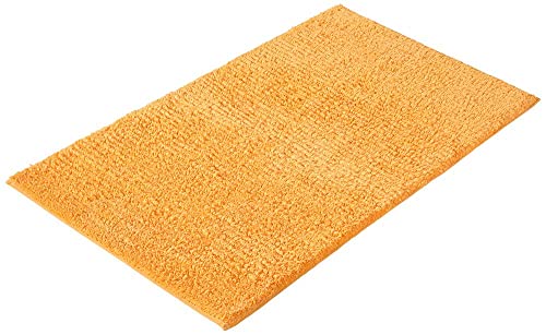 PANA® Badematte mit Streifenmuster (60 x 100 cm) • Duschvorleger und Badteppich aus 100% Baumwolle • Badezimmerteppich Waschbar, schnell trocknend und rutschfest • Farbe: Orange