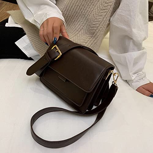 PU Leather Square Crossbody Bag Retro Waterproof Durable Ladies Shoulder Messenger Bag Perfect Gifts for Mother Lady Girlfriend (Dark Brown)4