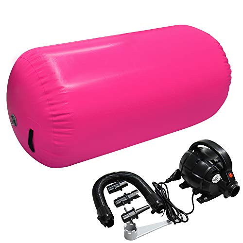 Glant Air Mat Tumble Track Airspot - Gymnastics Training Springboard - Round Inflatable Springboard (Air Roller-Pink（With Pump), (Diam)23.6In*（H）39.4In) #TOP2