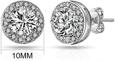 Silver Plated Halo Earrings Created with Zircondia® Crystals