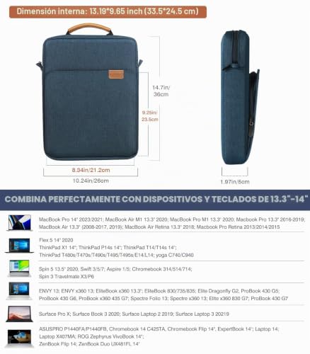 Funda portátil 13,3-14 pulgadas MoKo añil para MacBook Air M3 y MacBook Pro 14 2