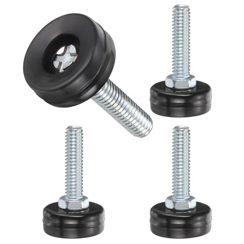 uxcell 5/16"-18 Thread Furniture Feet Levelers, 4Pcs 30mm l Adjustable Furniture Feet Screw in Threaded Leveling Leg Screw on Chair Foot Glides Leveling for Table Chair Black