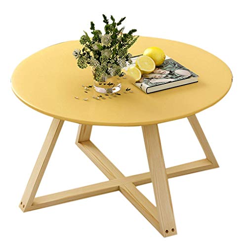 Table basse bois massif petit rond canapé côté salon mini thé