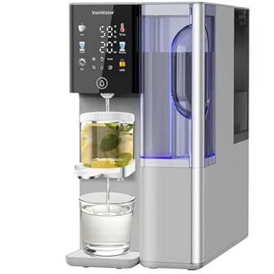 VonWater C5 Countertop Reverse Osmosis System with Tea Infuser-3s Instant Hot, 6 Temp Settings 7-Stage RO Filtration Dispenser, NSF/ANSI372/42/58, Portable Pitcher, 3:1 Pure to Drain
