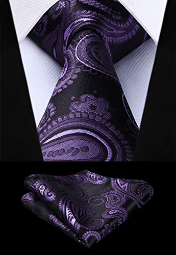 Image of HISDERN Mens Vest Tie Set 3PC Formal Waistcoat Paisley Floral Jacquard Necktie Pocket Square Suit Vests Wedding Party