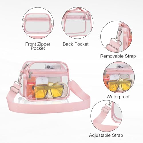 Image of Clear Bag for Stadium Events Clear Sports Fan Handbags Purses with Adjustbale Strap for Concerts Festivals Game Day