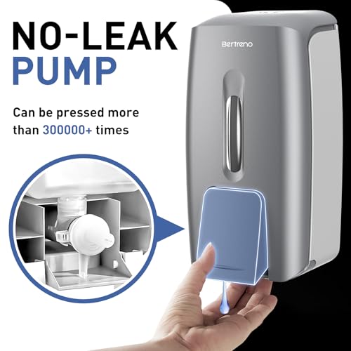 Image of Commercial Soap Dispenser Wall Mount Manual Pump Hand Soap Dispenser 800ml Gel Liquid Hand Sanitizer Dispenser Self Adhesive for Home Bathroom (Silver)