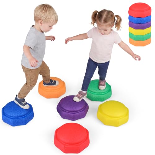 COSTWAY Balanciersteine für Kinder, 6er Set rutschfeste Stapelsteine