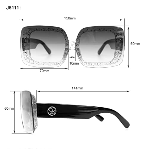 Jessica Simpson J6111 Glittered Women's Square Sunglasses with 100% Uv Protection. Glam Gifts for Her, 70 Mm2