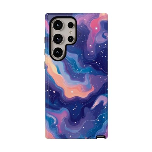 Coque Samsung S24 Ultra bleu abstrait protection rigide brillante motif swirls cosmiques
