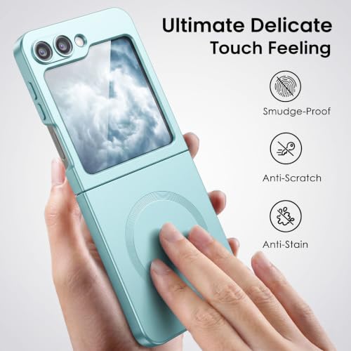 Image of amazon basics Premium Mag-Safe Case for Samsung Galaxy Z Flip 5 | Shockproof & Anti-Scratch Cover | Soft Silicone with Wireless Charging | Camera Lens Guard - Blue
