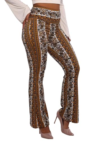 ShoSho Womens Flare Palazzo Pants Casual Boho Bell Bottoms Wide Leg Buttery Soft Bottoms