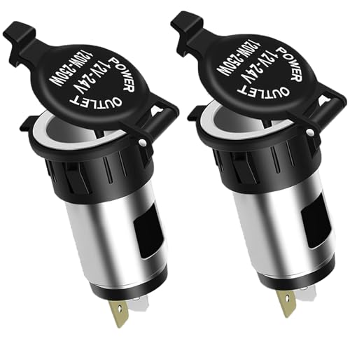 RUNQIN 2 Piezas Zócalo del Encendedor de Cigarrillos Outlet 12V/24V CC, Toma de Encendedor | Enchufes Adaptador Universal, Enchufe Mechero Polvo Impermeable para Barcos,Coches,Motocicletas, ATV, RV
