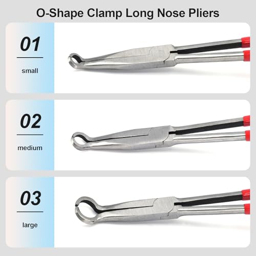 Image of 3PCS Circle Nose Pliers 11 Inch Extra Long Reach Hose Grip Pliers Set