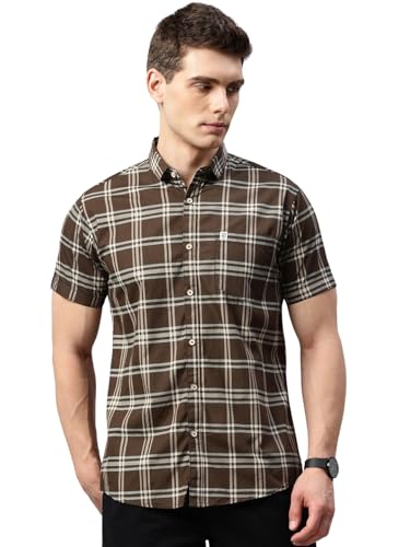 Image of Majestic Man Slim Fit Short Sleeve Checked Pure Cotton Casual Shirt