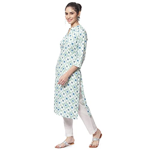 Image of Rangriti Blue Liva Straight Kurta for Women