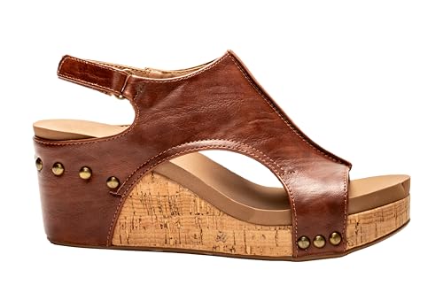 Image of Corkys Footwear Womens Carley Wedges, Featuring Corkys EVA Foam Cushioned Insoles, A 2.5 Inch Heel, Lightweight For All Day Wear, And Hook And Loop Closure
