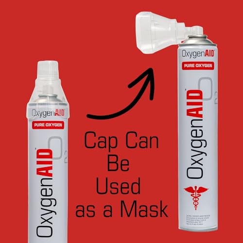 Oxygen Aid - Extra Tall 99.5% Oxygen Canisters - Includes Facemask & Rebreather Mask with Tubing - 2 Pack