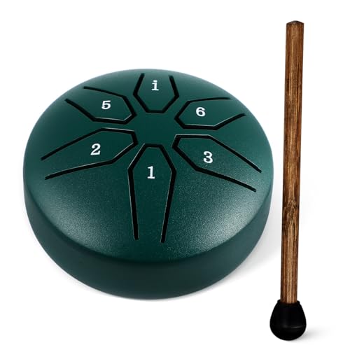 Tambor de Lengüeta de Acero Verde de 6 Notas 3 Pulgadas miniatura 1