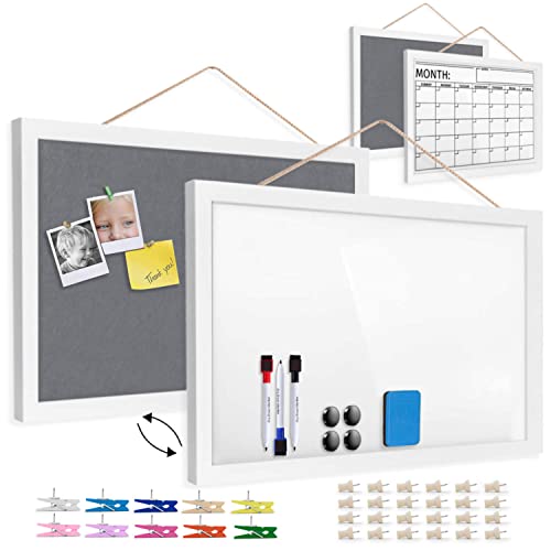 Inooves 2-Pack Dry Erase And Cork Board Combo Magnetic Boards For Walls - 12 X 17" Dry-Erase Calendar Cork Board White Board Combo, Versatile Corkboards For Office Home Wall Organization (White) #TOP21