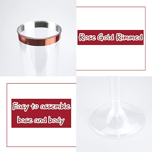 LATERN 50Pcs Rose Gold Rimmed Champagne Flutes - Image 2