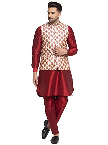 ABH LIFESTYLE Men's Kurta Pyjama & Printed Nehru Jacket set