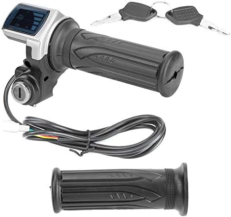 Akozon Electric Throttle Grip 36V Half-Twist Throttle with LED Power Indicator Key Lock for Electric Bikes Scooters Motorcycle