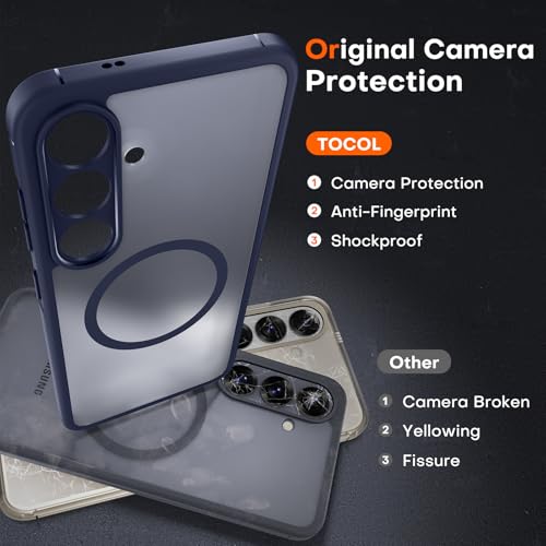 Image of TOCOL Magnetic for Samsung Galaxy S25 Case, Upgraded Full Camera Protection, Compatible with Magsafe, Drop Protection Slime Clear Back Cover for Samsung Galaxy S25 6.2-Inch (Blue)