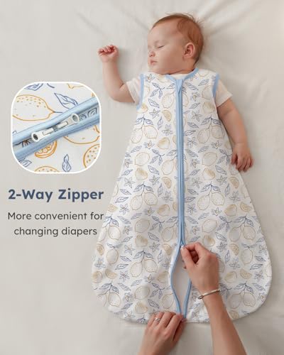 Image of Yoofoss Baby Sleep Sack 6-12 Months Wearable Blanket for Babies 100% Organic Cotton 2-Way Zipper TOG 0.5 Toddler Sleeping Sack 3 Pack, Comfy Lightweight Sleep Sacks