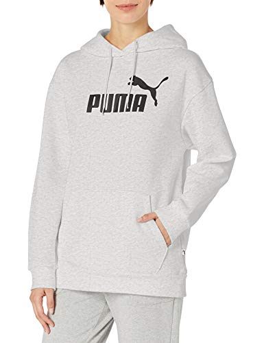 PUMA Women's Essentials+ Elongated Hoodie, Light Gray Heather, L