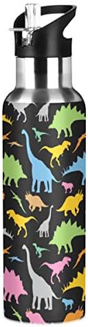 Stainless Steel Water Bottle with Straw, Cute Dog And Puppy Insulated Drink Flask Sports Water Bottle for Kids Adults, Leakproof, 600ml