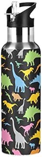 Stainless Steel Water Bottle with Straw, Cute Dog And Puppy Insulated Drink Flask Sports Water Bottle for Kids Adults, Leakproof, 600ml