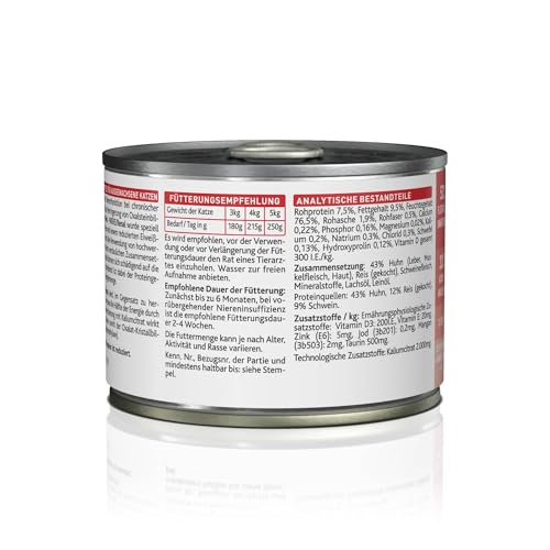 KATTOVIT - Niere/Renal Nassfutter für Katzen | Katzen-Nassfutter zur Unterstützung der Nierenfunktion für ausgewachsene Katzen. Diätfutter als Alleinfuttermittel in der Dose | 12 x 185 g Huh