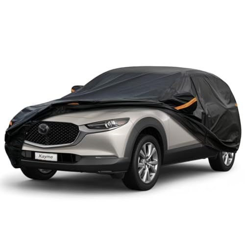 Kayme SUV Car Cover Fit for Rivian R1S (2022-2025) Automobiles All Weather Waterproof, Outdoor Cover Sun Rain Protection, with Lock and Zipper Door.Silver