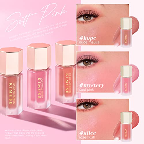 Kimuse Soft Liquid Blush Makeup Trio, Weightless, Long-Lasting Liquid Blush, Luxurious, Dewy Finish, Blends Effortlessly, Healthy Flush, 3 * 0.176 Oz #TOP3