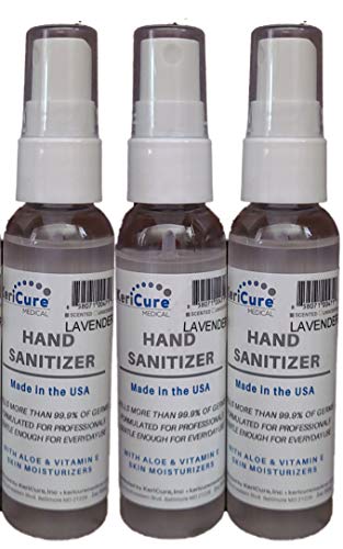 KeriCure Super Moisturizing Hand Sanitizer Spray, 3 PACK, with Organic Lavender and Peppermint Essential Oils, Woman Owned Small Business, Made in the USA