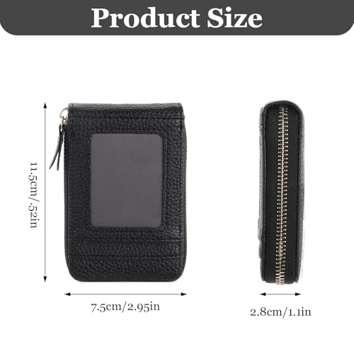 RFID Blocking Wallet For Women, 9 Organ Credit Card Holderand and 2 Coin Banknote Bit with 1 ID Window 1 Slim Card Slot, Small Wallets Compact Leather Zipper Purse2