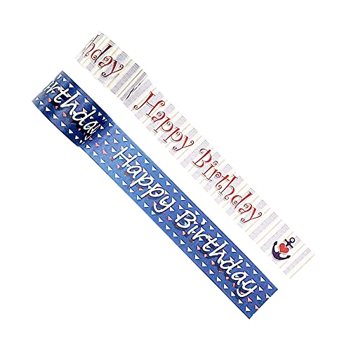 Happy Birthday Wishes (Serenity Fair Happy Birthday Washi Tape, Reusable Sticker Tape Roll, Washi Tape Set, Blue & Sea Washi Tape Themes, Versatile Crafting Supplies, 3cm Wide x 10m Long, 2 Rolls)