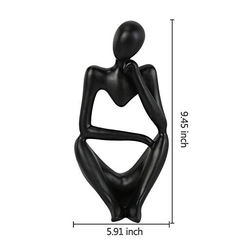 Trycooling The Thinker Statue Black Abstract Sculpture Resin Statues for Home Decor Modern Home Office Desktop Shelf Bookshelf Decor (Right) - Thumbnail 4