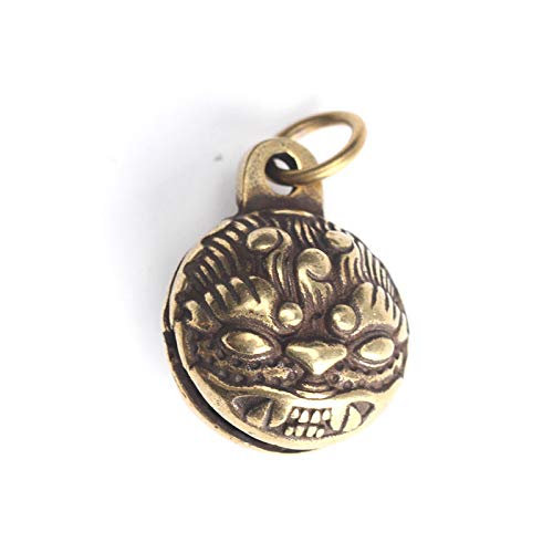 Porte-clés rétro créatif avec mini cloche tête de tigre laiton véritable