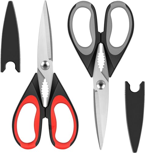 La mejor selección de Tijeras de cocina . 44 U Chef Set de 2 Tijeras de Cocina Profesionales, Tijeras Multiusos de Acero Inoxidable Afiladas, Filo adecuado para Pollo, Aves, Pescado y Hierbas, Con Cubierta Protectora